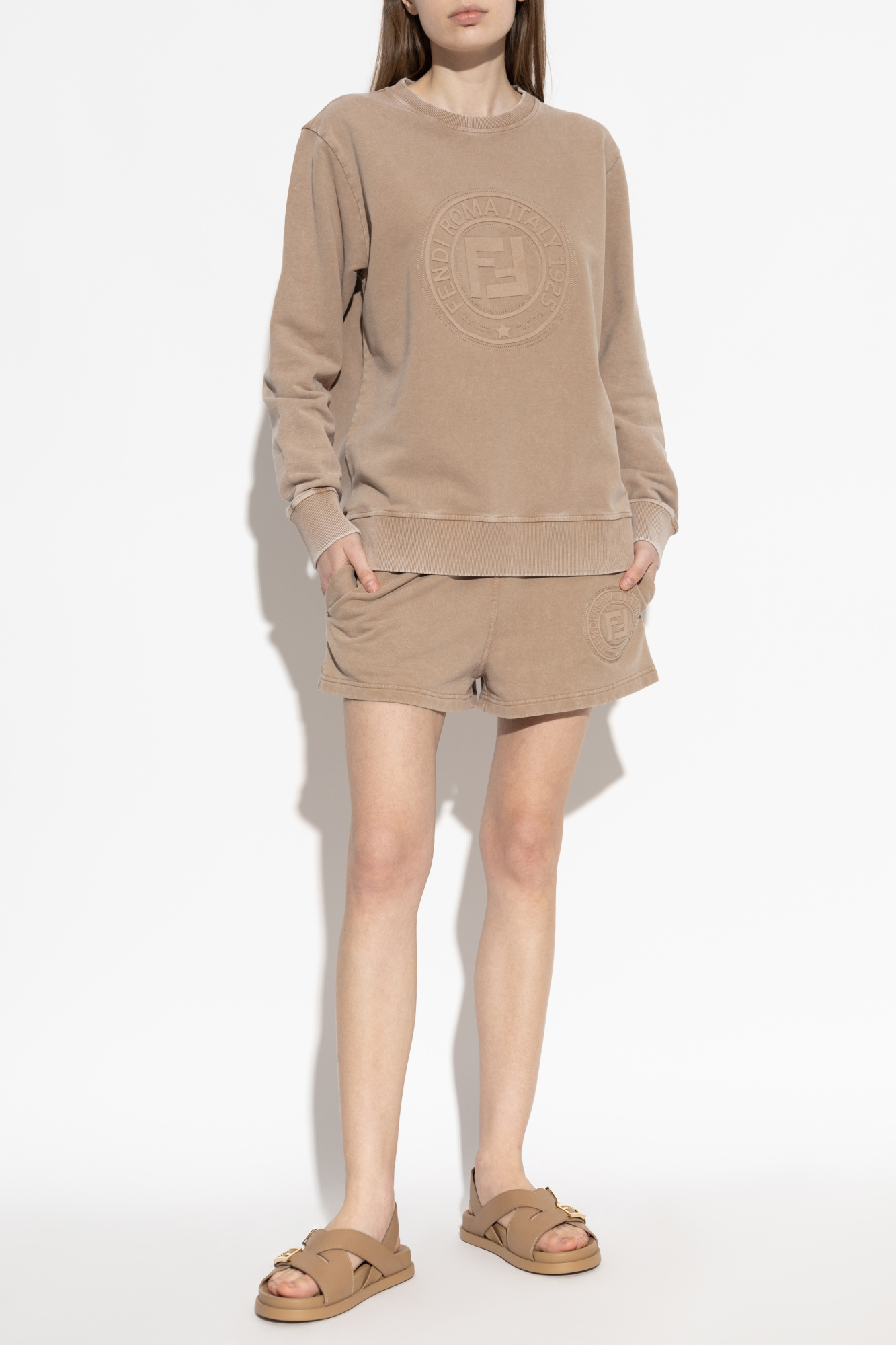その他 FENDI SS25 FLEECE LOGO (FS9724ASNH F1RX9) Beige Sweatshirt with embossed logo Fendi - Vitkac Italy